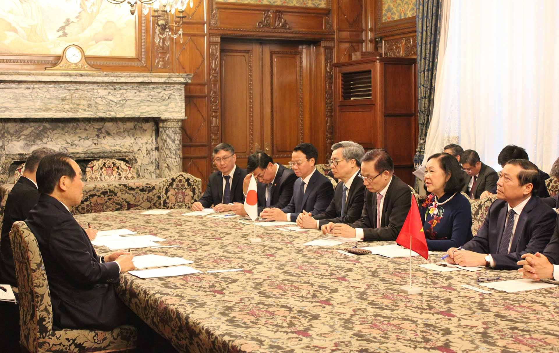 Thường trực Ban Bí thư Trương Thị Mai làm việc với các lãnh đạo cấp cao của Nhật Bản