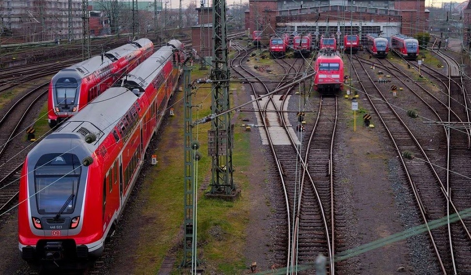 Các chuyến tàu đỗ ở ga Frankfurt, Đức trong bối cảnh các tài xế tàu hỏa nước này tiến hành cuộc đình công, ngày 6/3/2024. (Nguồn: Reuters)