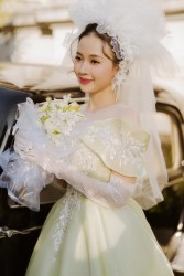 Hình ảnh Midu mặc váy cưới, xinh đẹp tỏa sáng dưới nắng hoàng hôn