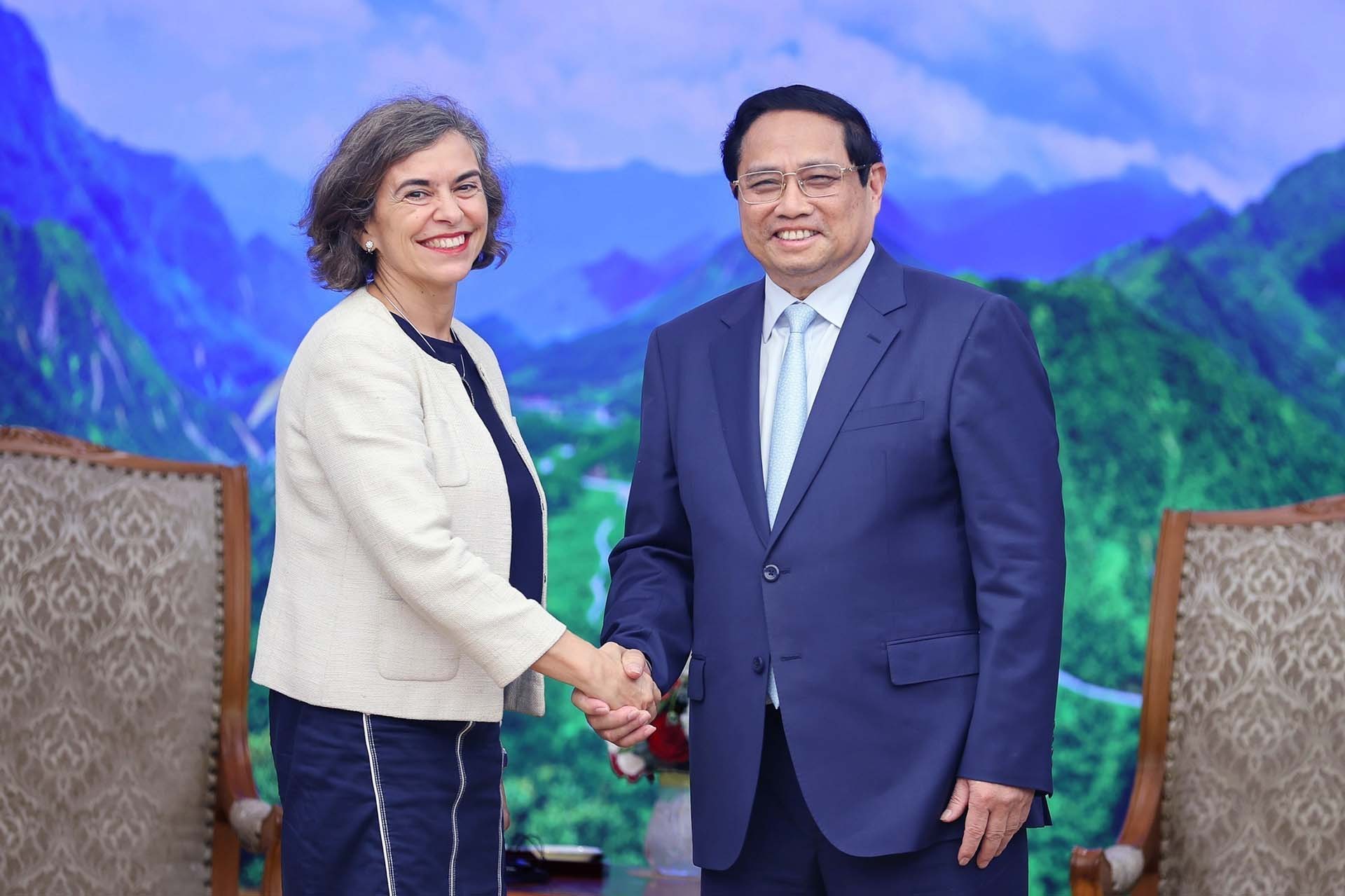 Thủ tướng Phạm Minh Chính tiếp bà Carmen Cano De Lasala, Đại sứ Tây Ban Nha tại Việt Nam. (Nguồn: TTXVN)