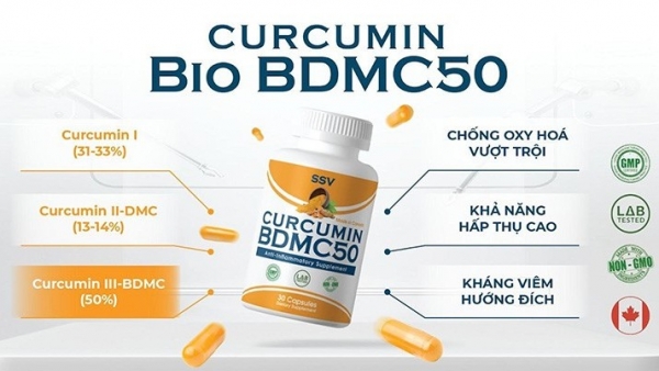 Curcumin BDMC50 - sở hữu chỉ số chống oxy cao gấp 208 lần