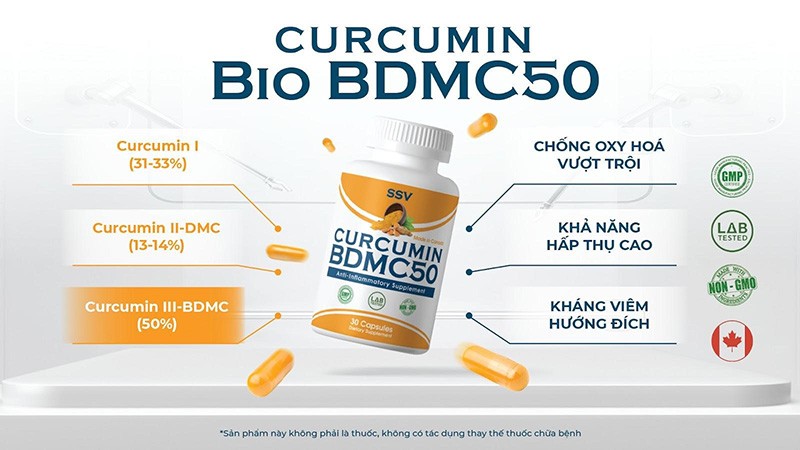 Curcumin BDMC50 - sản phẩm có hàm lượng curcumin BDMC cao vượt trội.