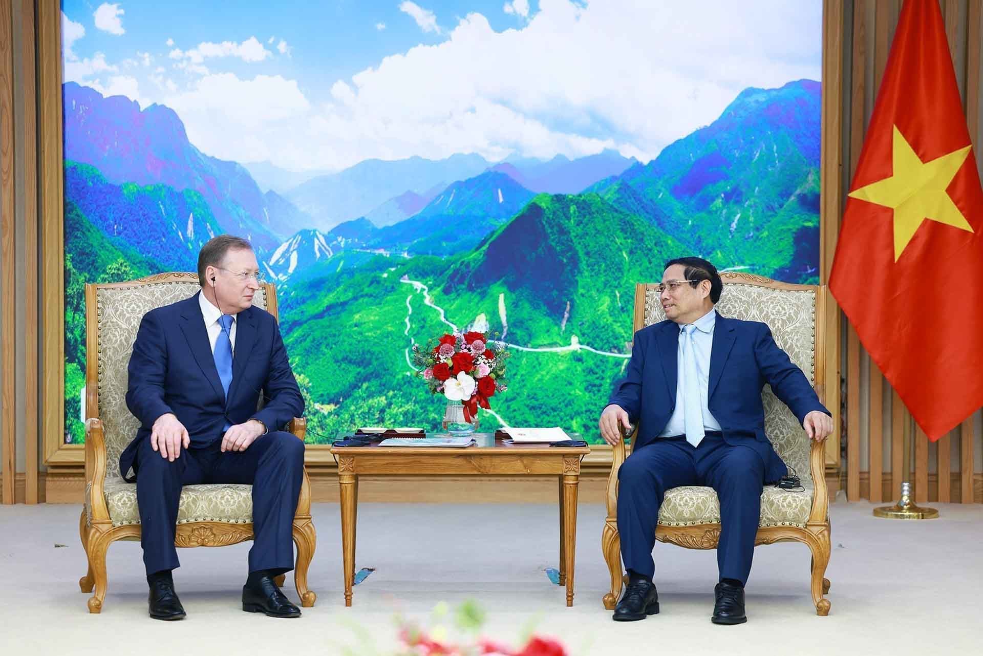 Thủ tướng Phạm Minh Chính tiếp ông Kudryashov, Tổng giám đốc Công ty Zarubezhneft. (Nguồn: TTXVN)