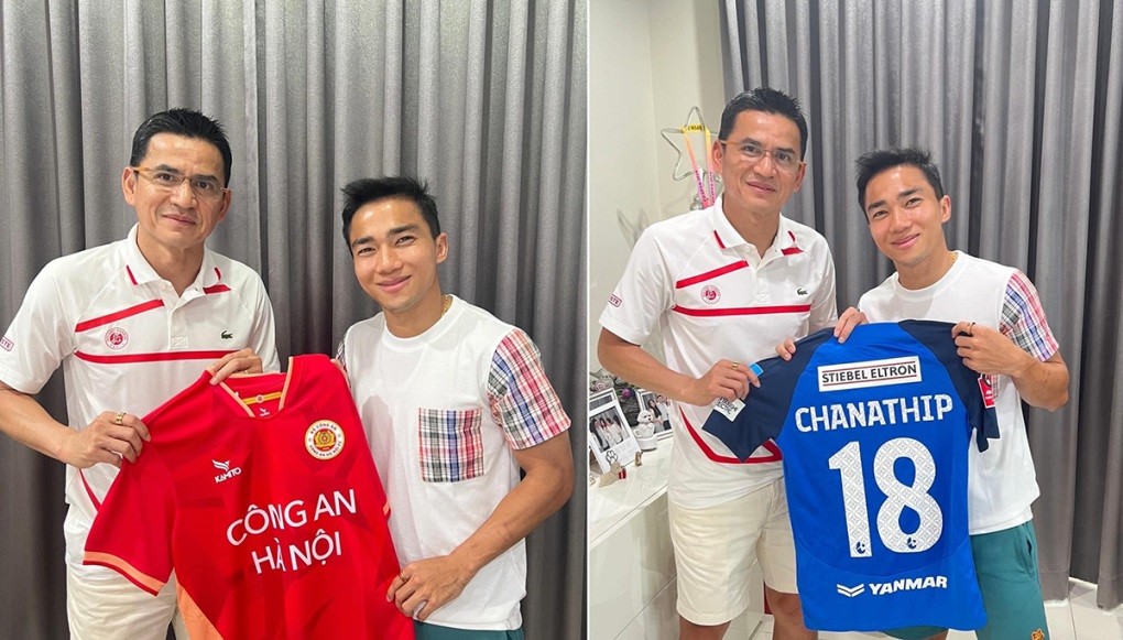 HLV Kiatisuk, Chanathip Songkrasin thăm và tặng áo đấu cho nhau
