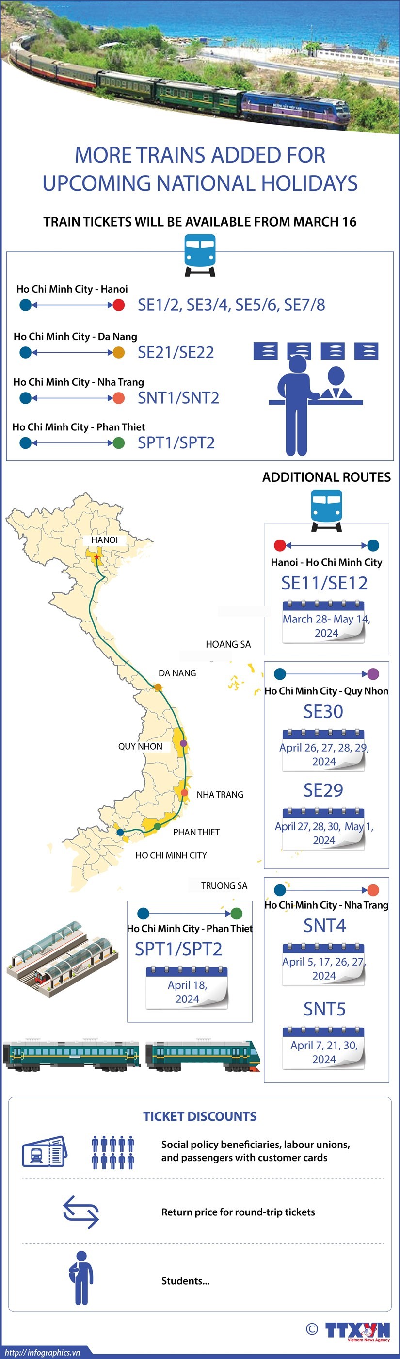 Additional trains introduced for forthcoming national holidays