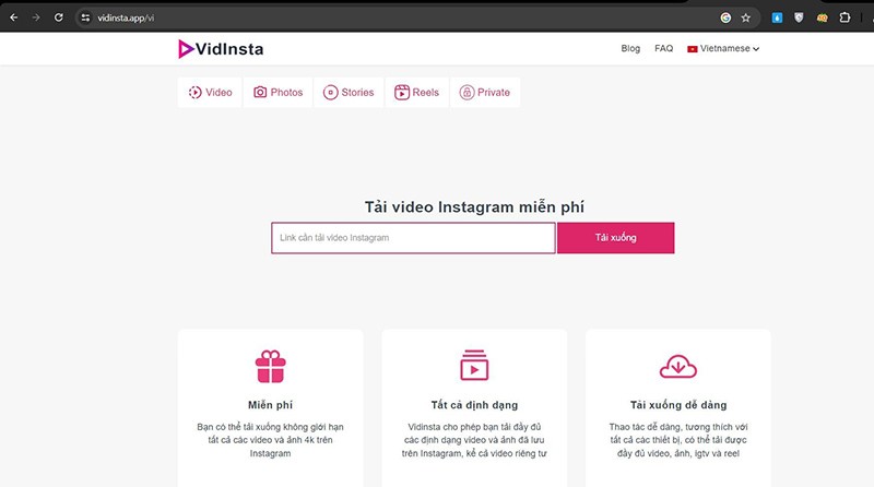 VidInsta giúp bạn dễ dàng tải video Instagram về máy nhanh chóng.