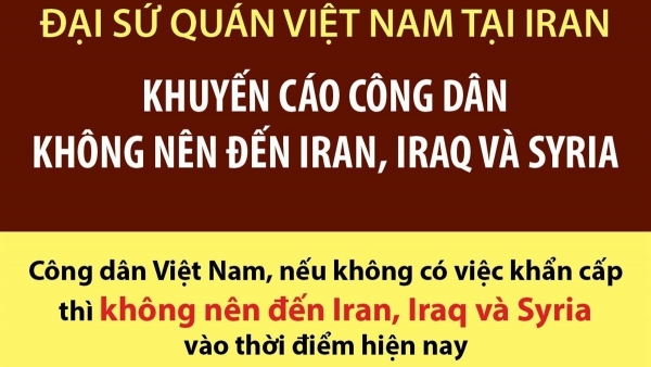 Công dân Việt Nam không nên đến Iran, Iraq và Syria nếu không có việc khẩn cấp