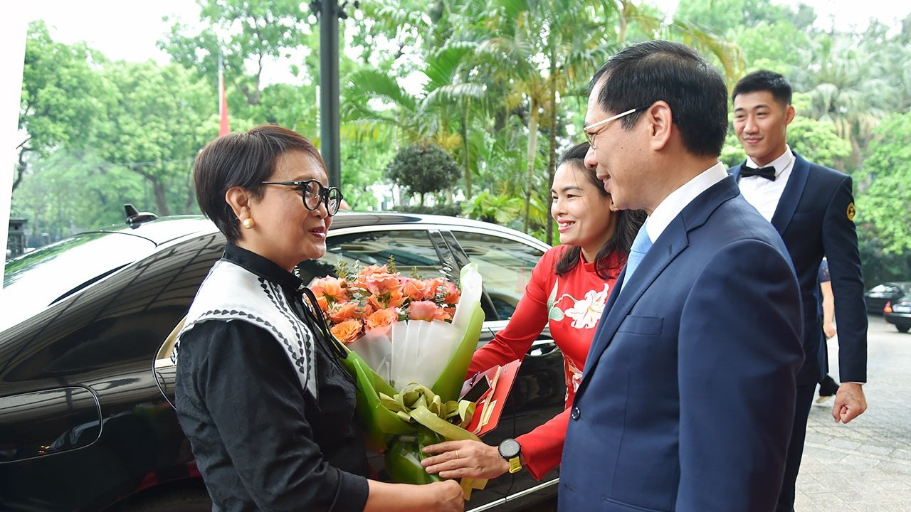 Bộ trưởng Bùi Thanh Sơn đón Bộ trưởng Retno Marsudi và đồng chủ trì Kỳ họp lần thứ 5 Ủy ban hợp tác song phương Việt Nam-Indonesia