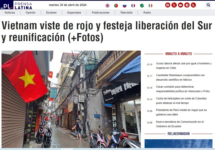 Truyền thông Cuba, Mexico đưa tin đậm nét về Chiến thắng 30/4, đánh giá cao thành tựu phát triển kinh tế của Việt Nam
