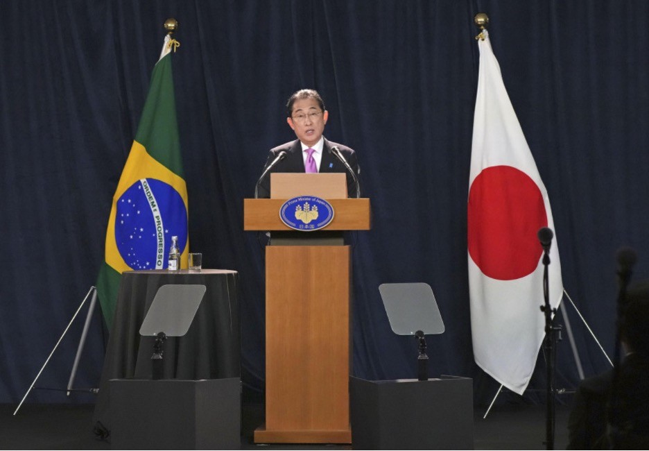 Thủ tướng Nhật Bản cho biết không có kế hoạch giải tán Quốc hội sau thất bại trong cuộc bầu cử phụ. Thủ tướng Nhật Bản Fumio Kishida phát biểu tại cuộc họp báo ở San Paulo, Brazil, ngày 4 tháng 5 năm 2024. (Nguồn: Kyodo)
