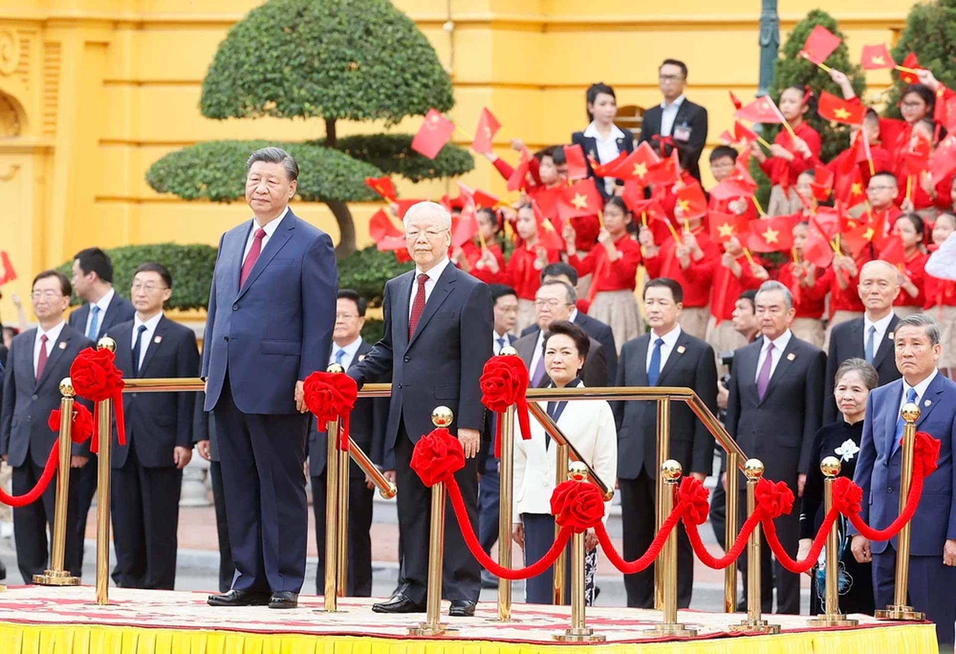 Tổng Bí thư Nguyễn Phú Trọng đón Chủ tịch Trung Quốc Tập Cận Bình thăm Việt Nam, tháng 12/2023