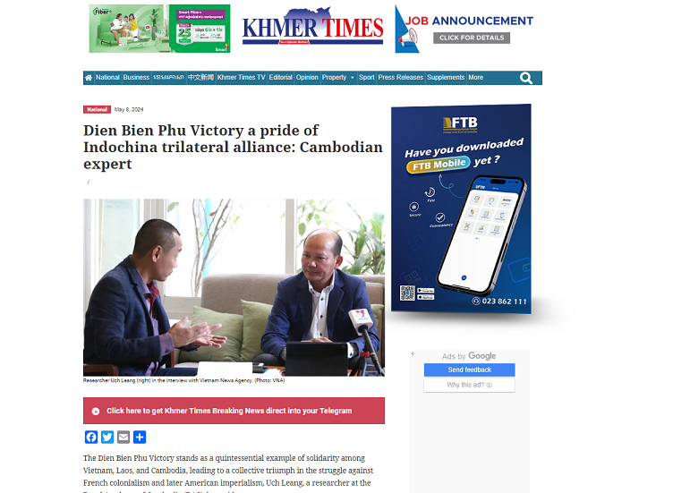 70 năm Chiến thắng Điện Biên Phủ: Báo chí Campuchia đề cao ý nghĩa của chiến thắng lịch sử