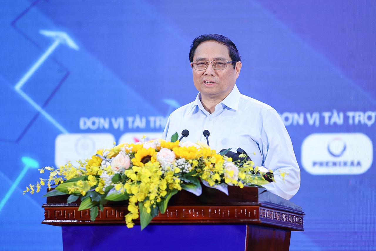 Thủ tướng phát biểu tại lễ khai mạc Ngày hội Khởi nghiệp Quốc gia của học sinh, sinh viên lần thứ VI. (Nguồn: VGP News)