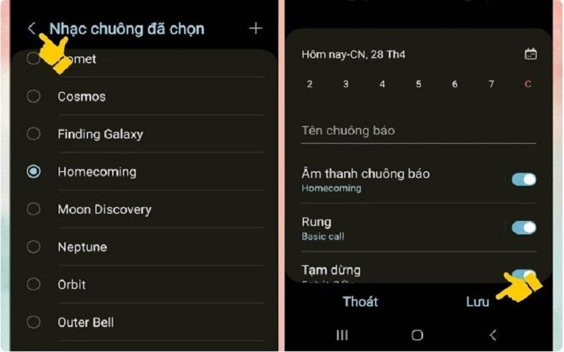 Đổi nhạc chuông báo thức Samsung