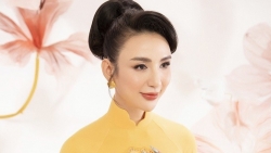 Hình ảnh Hoa hậu Ngọc Diễm xinh đẹp giới thiệu bộ sưu tập áo dài màu sắc nổi bật
