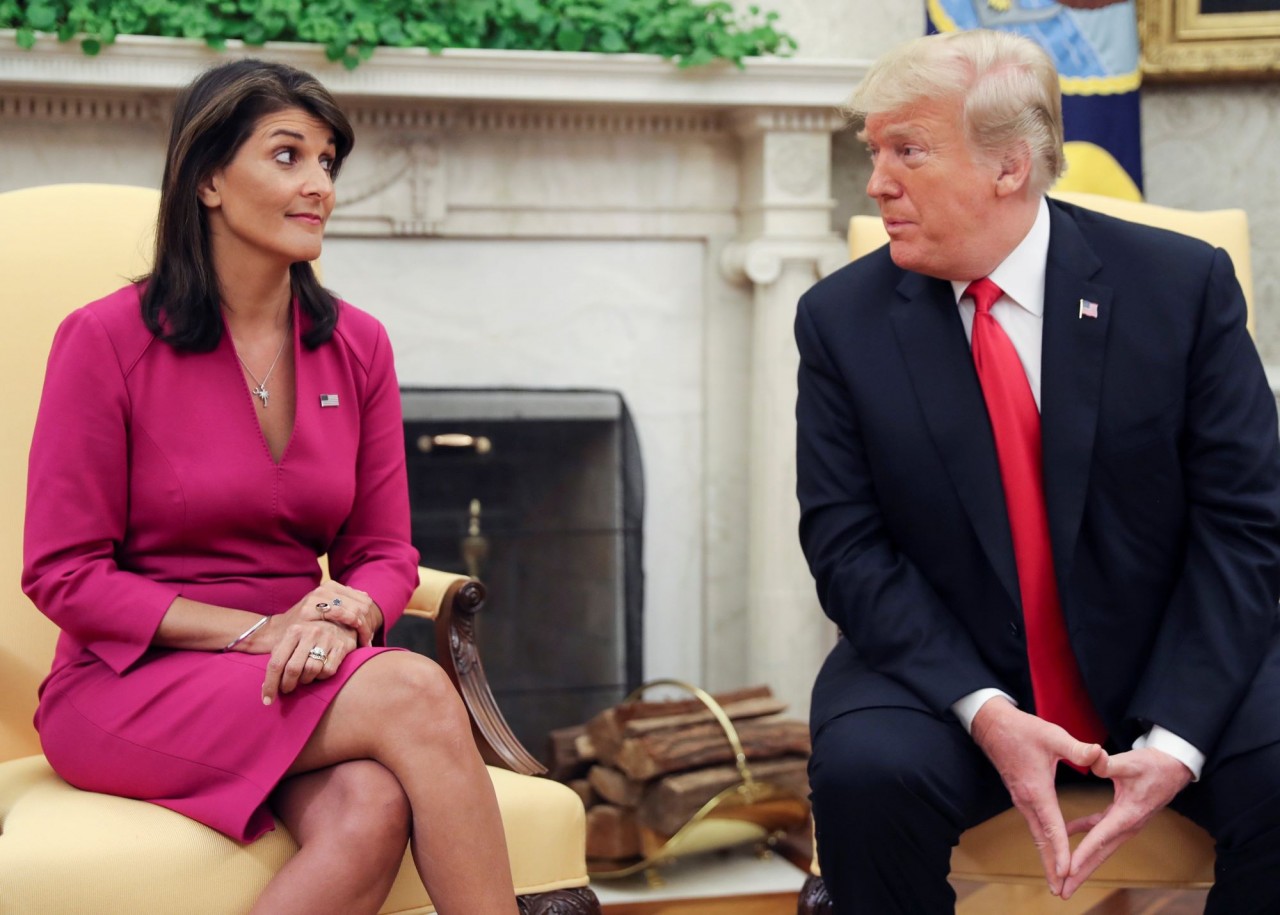 Bà Nikki Haley và cựu Tổng thống Donald Trump, ngày 9/10/2018. (Nguồn: Reuters)