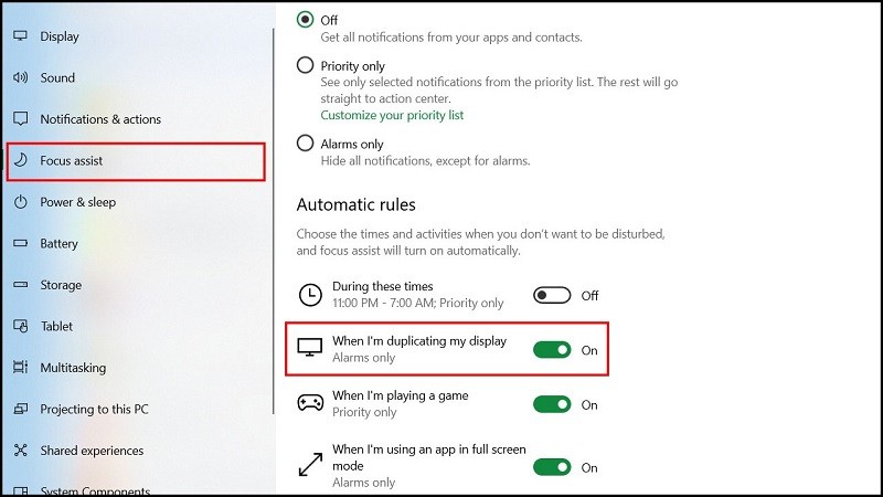 Hướng dẫn cách tắt thông báo hiển thị lên màn hình trình chiếu cho Windows