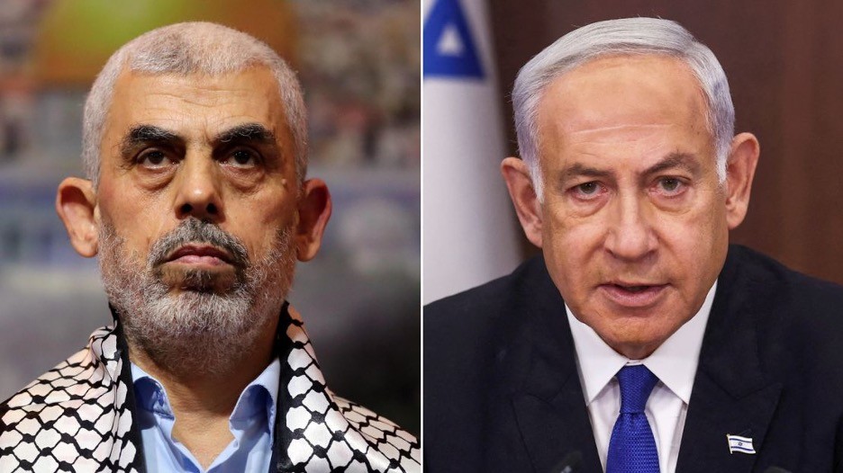 Trong ảnh là lãnh đạo Hamas Yahya Sinwar, bên trái và Thủ tướng Israel Benjamin Netanyahu, bên phải. Hình ảnh Getty/Shutterstock
