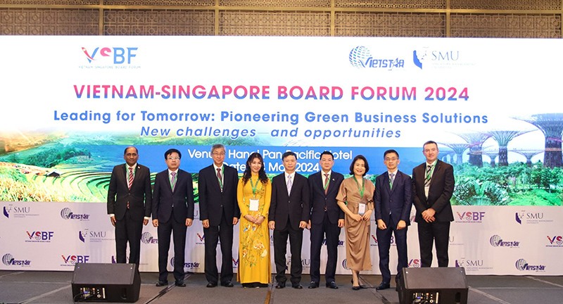 Singapore Ambassadors to the Socialist Republic of Vietnam, Leaders from the Ministry of Science and Technology, VSBF Advisory Board; VSBF Speaker Council and representatives from leading global corporations attended the Vietnam-Singapore Board Forum 2024.