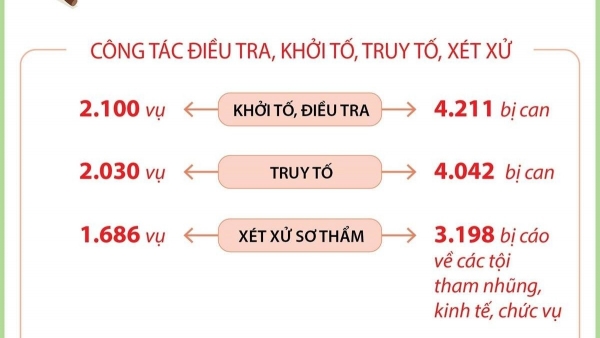 Tiến độ điều tra, xử lý các vụ án, vụ việc tham nhũng cơ bản hoàn thành theo kế hoạch