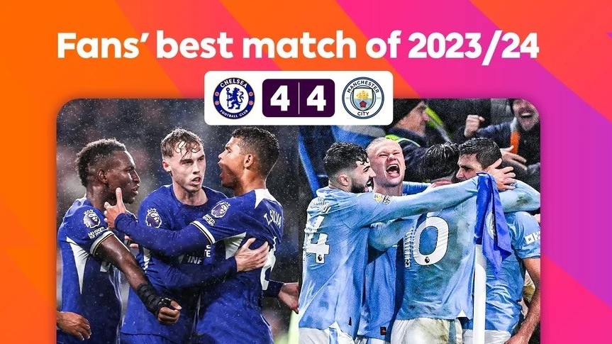 Fan bình chọn Chelsea vs Man City là trận đấu hay nhất Ngoại hạng Anh 2023/24