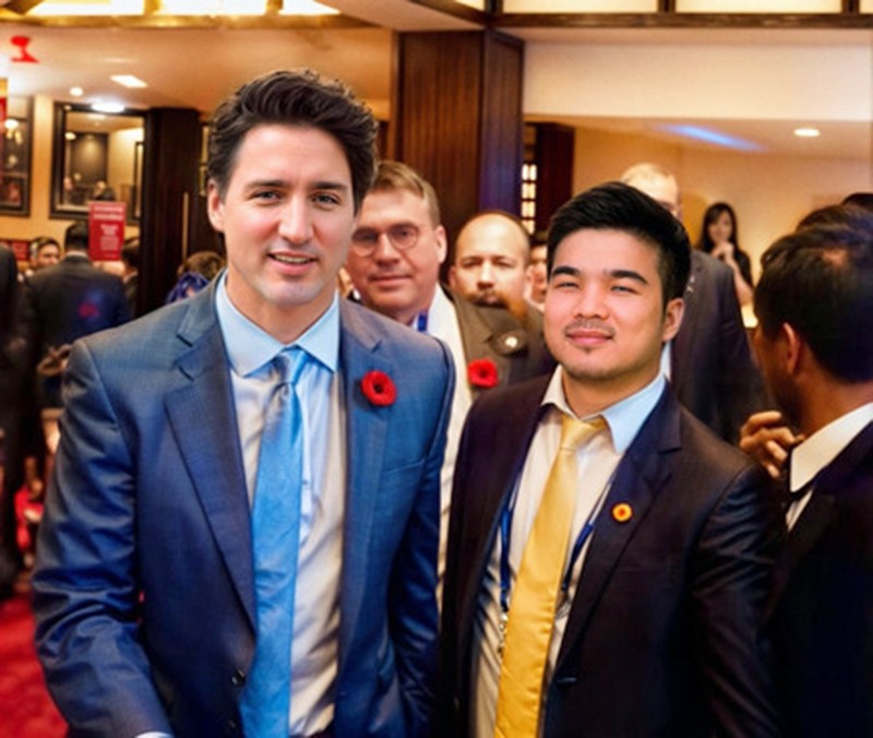 Doanh nhân Mai Vũ Minh cùng Thủ tướng Canada Justin Trudeau.