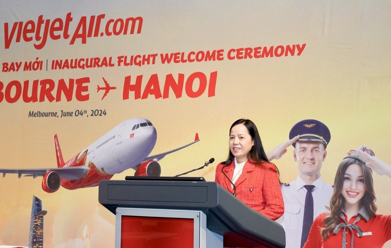 Phó Tổng giám đốc Vietjet - Bà Nguyễn Thị Thuý Bình công bố khai trương đường bay thứ 6 kết nối nối Australia - Việt Nam của Vietjet