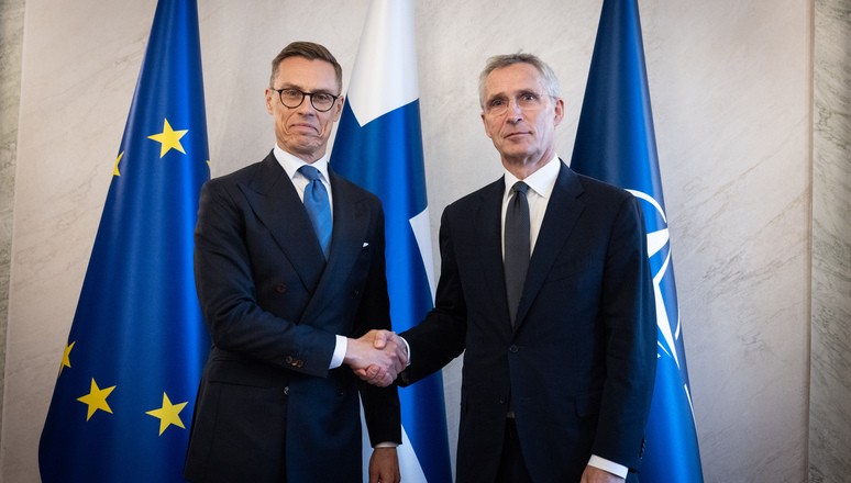 Tổng thư ký NATO Jens Stoltenberg gặp Tổng thống Phần Lan Alexander Stubb tại thủ đô Helsinki ngày 6/6/2024. (Nguồn: NATO)