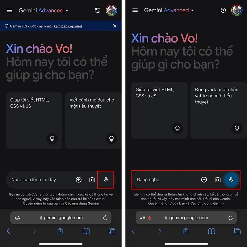 Sử dụng Gemini Advanced bằng giọng nói hiệu quả