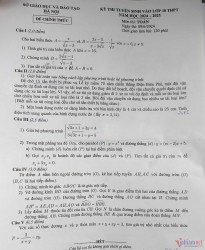 Đề thi môn Toán kỳ thi vào lớp 10 tại Thủ đô Hà Nội