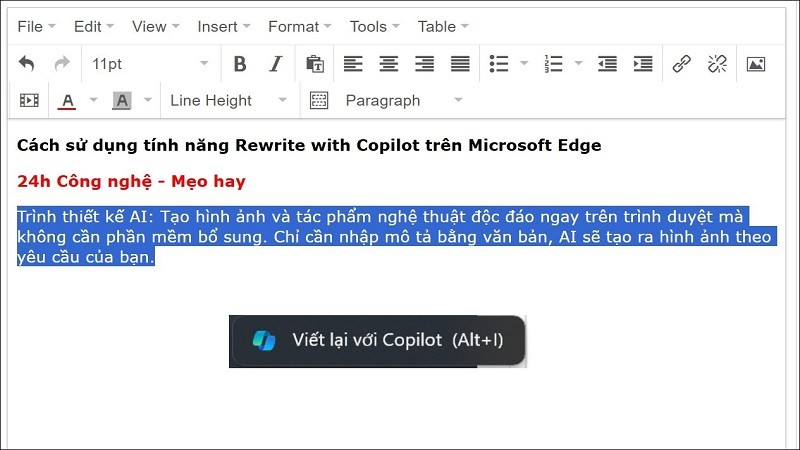 Tối ưu hóa văn bản cùng Rewrite with Copilot nhanh chóng, hiệu quả