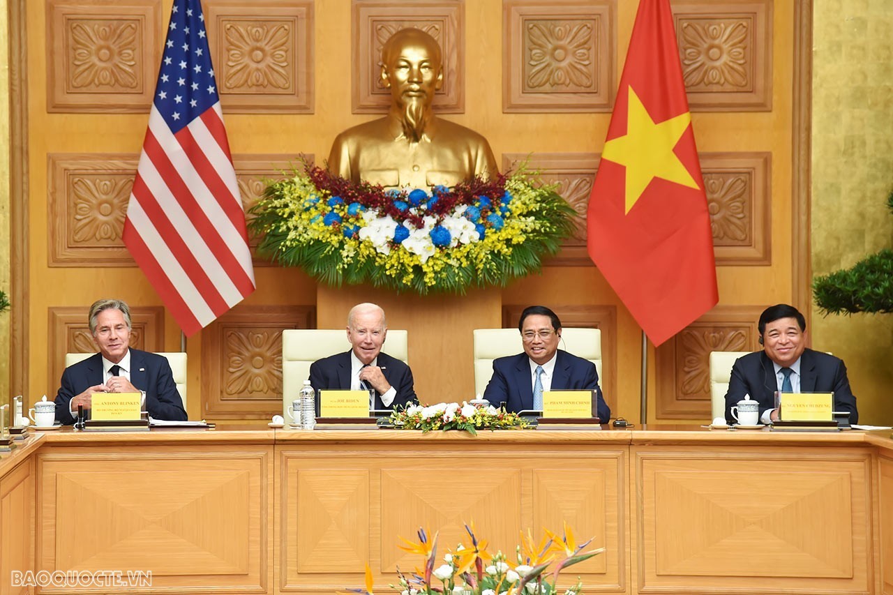 Thủ tướng Chính phủ Phạm Minh Chính và Tổng thống Joe Biden cùng dự Hội nghị cấp cao Việt Nam-Hoa Kỳ về đầu tư và đổi mới sáng tạo, tháng 9/2023.