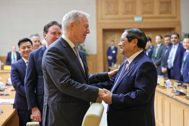 Thủ tướng Phạm Minh Chính tiếp đoàn doanh nghiệp Hội đồng Kinh doanh Hoa Kỳ - ASEAN, ngày 21/3/2024.