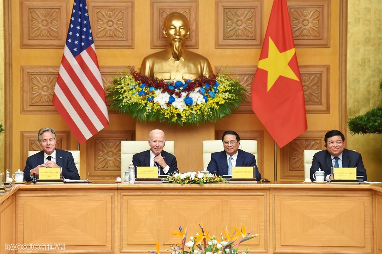 Prime Minister Pham Minh Chinh and President Joe Biden attended the Vietnam-US Summit on investment and innovation, Hanoi, September 2023.