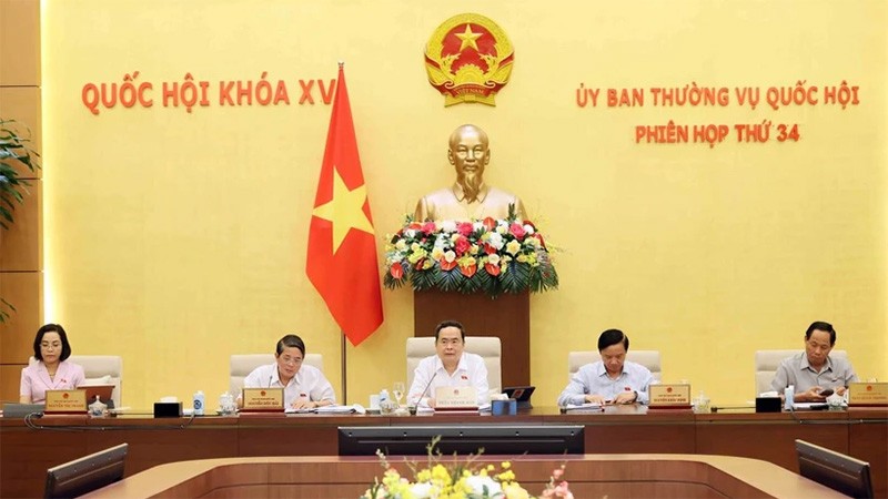 Chủ tịch Quốc hội Trần Thanh Mẫn phát biểu tại phiên họp của Ủy ban Thường vụ Quốc hội. (Nguồn: TTXVN)