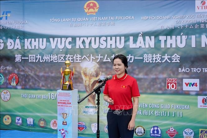 Tổng lãnh sự Việt Nam tại Fukuoka Vũ Chi Mai phát biểu khai mạc giải đấu.