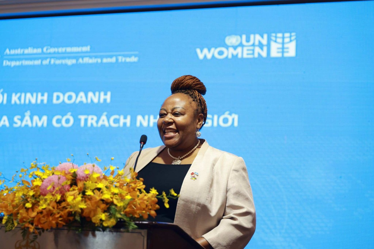 Bà Caroline Nyamayamombe, Trưởng đại diện UN Women Việt Nam, phát biểu tại Hội thảo. (Nguồn: UN Women)