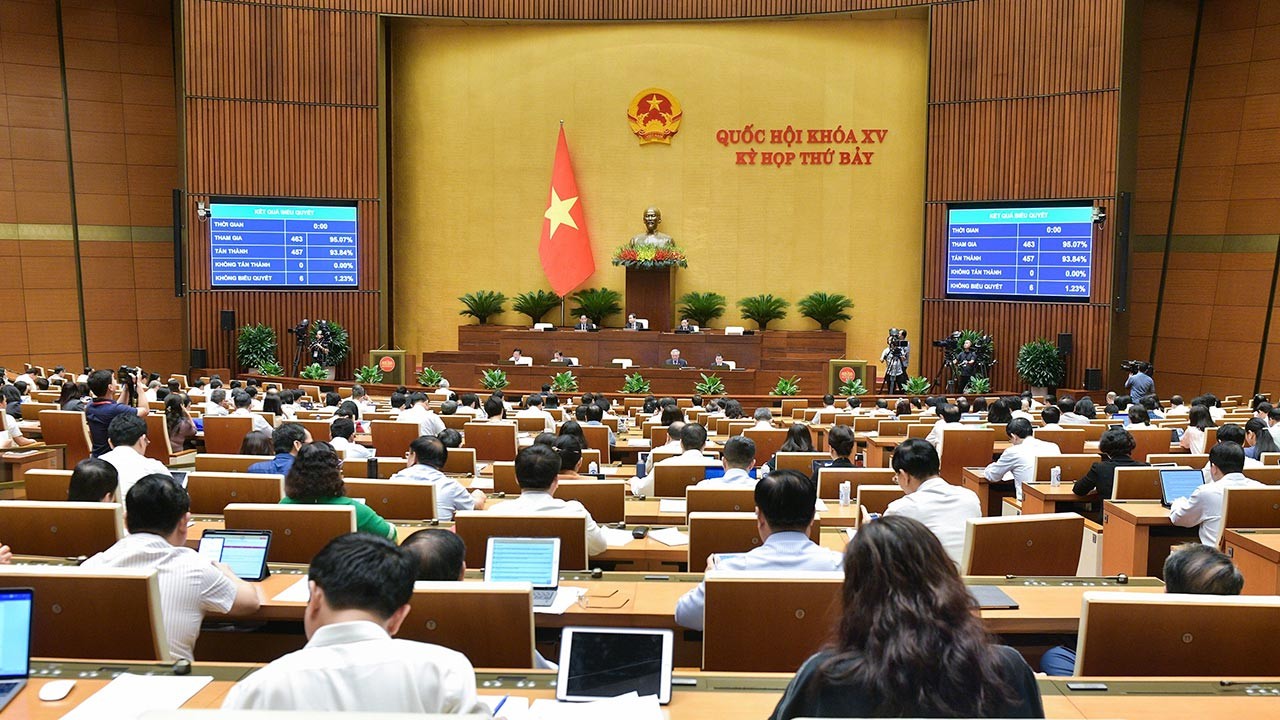 Quốc hội tiến hành biểu quyết thông qua Luật Lưu trữ (sửa đổi) sáng ngày 21/6.