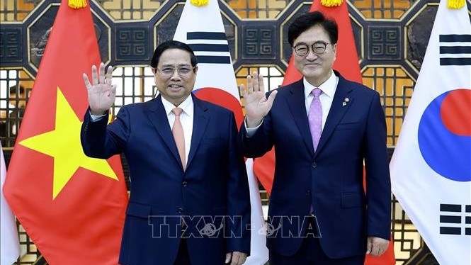 Thủ tướng Phạm Minh Chính hội kiến Chủ tịch Quốc hội Hàn Quốc Woo Won-sik