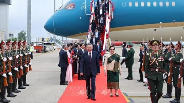 Chủ tịch nước Tô Lâm đến Vientiane, bắt đầu chuyến thăm cấp Nhà nước tới CHDCND Lào