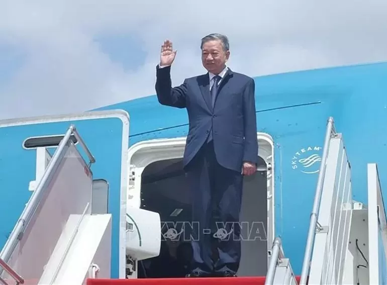 President To Lam arrives in Phnom Penh, starting state visit to Cambodia