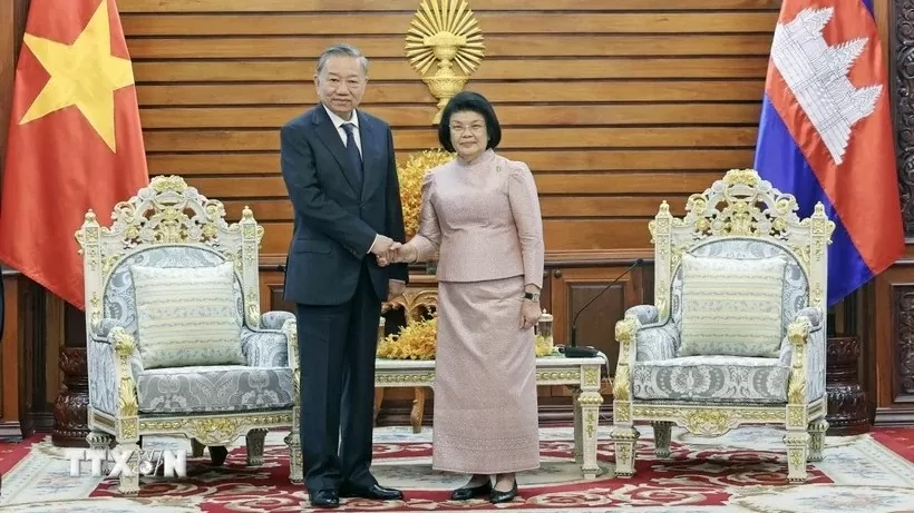 Chủ tịch nước Tô Lâm hội kiến Chủ tịch Quốc hội Campuchia Khuon Sudary