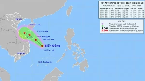 Biển Đông đón áp thấp nhiệt đới giật cấp 8, đất liền mưa lớn