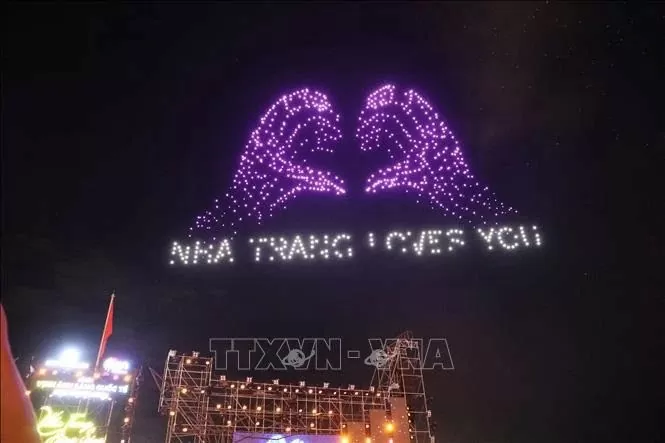 drone light performance at the opening night of the Ever Glamour Nha Trang 2024 Festival in Nha Trang, Khanh Hoa provine, on July 13.