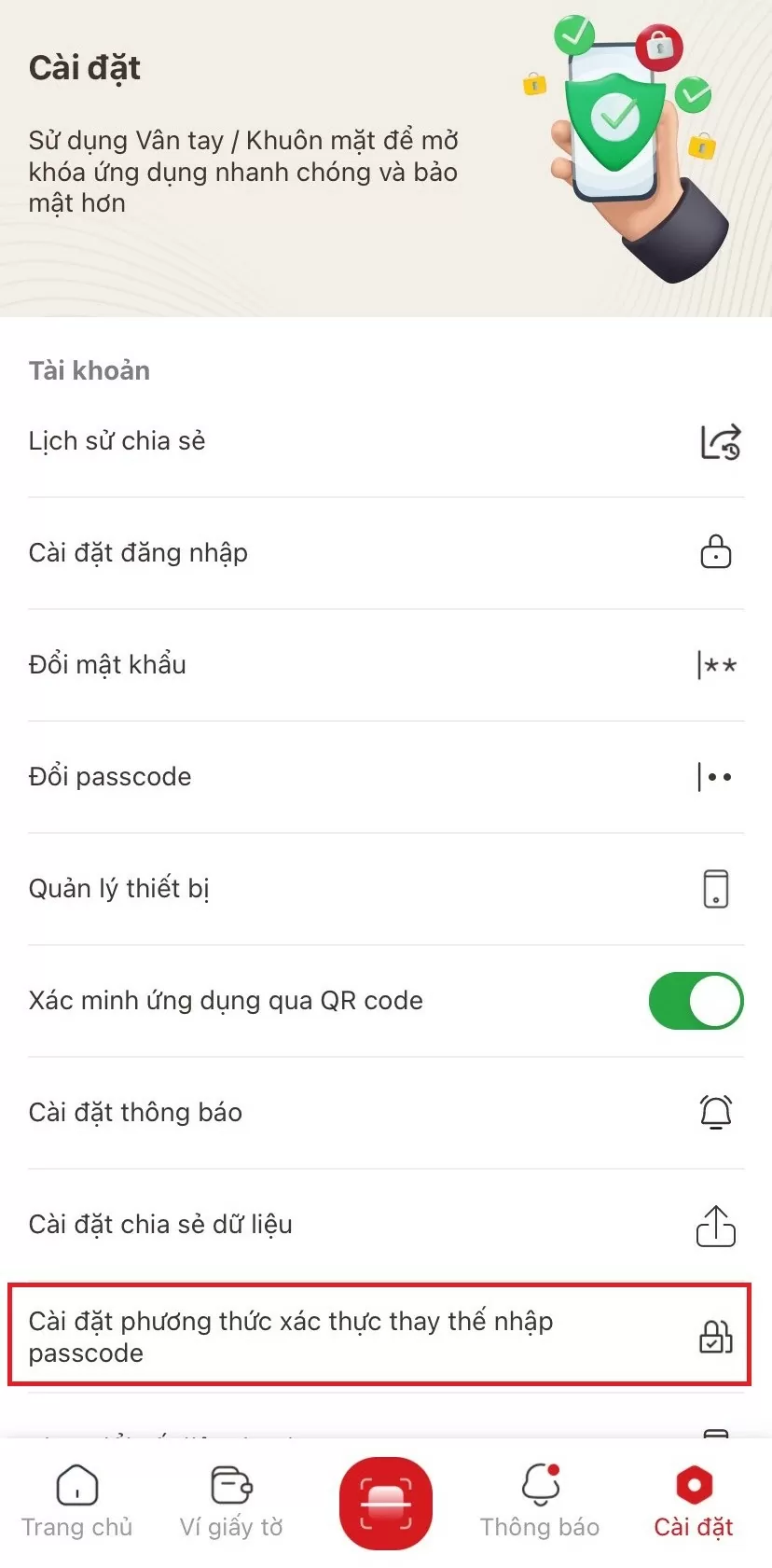 Hướng dẫn cách cài đặt Face ID thay thế passcode trên VNeID phiên bản 2.1.7