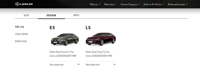 Thông tin mẫu sedan hạng sang Lexus IS đã bị gỡ bỏ khỏi trang chủ Lexus Việt Nam