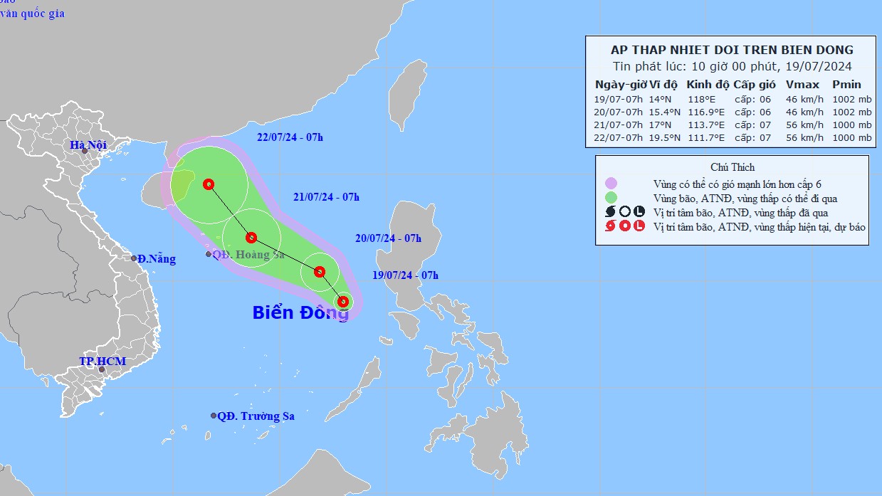 du bao ap thap nhiet doi bac va giua bien dong mua giong manh gio tang len cap 6 7 giat cap 9 song cao 2 4m