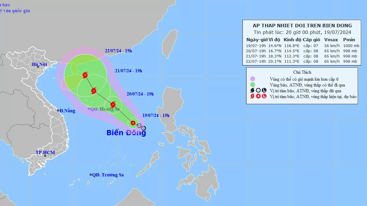 Dự báo diễn biến áp thấp nhiệt đới trên Biển Đông: Khả năng mạnh thành bão, di chuyển theo hướng Tây Tây Bắc