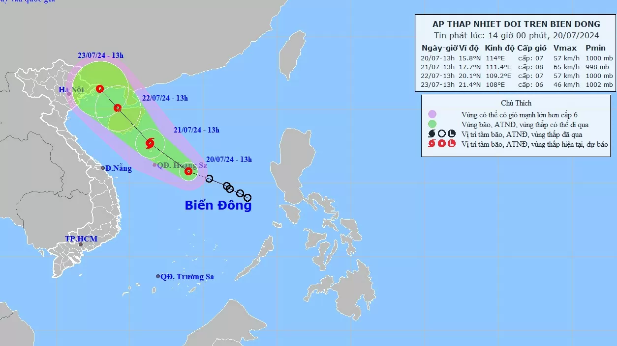 Dự báo áp thấp nhiệt đới: Khả năng mạnh thành bão và suy yếu trên trên vùng biển phía Đông khu vực Bắc Vịnh Bắc Bộ