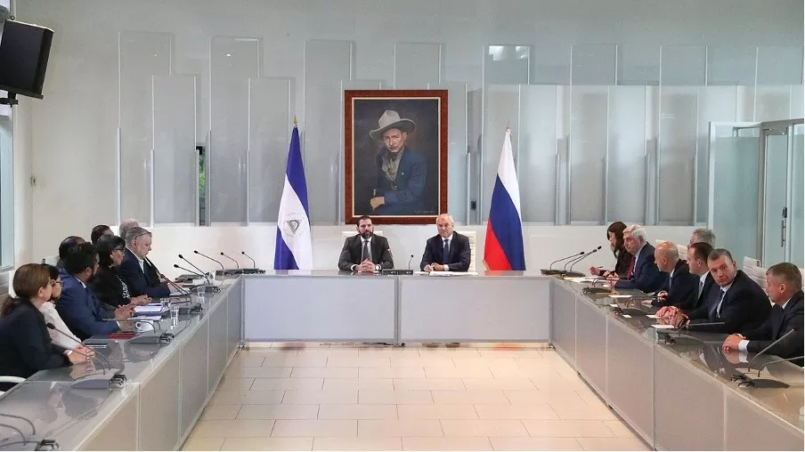 Chủ tịch Duma Quốc gia Vyacheslav Volodin đã gặp Đại diện đặc biệt của Tổng thống Cộng hòa Nicaragua về các vấn đề Nga Laureano Facundo Ortega Murillo tại Managua. (Nguồn: Duma.gov.ru)
